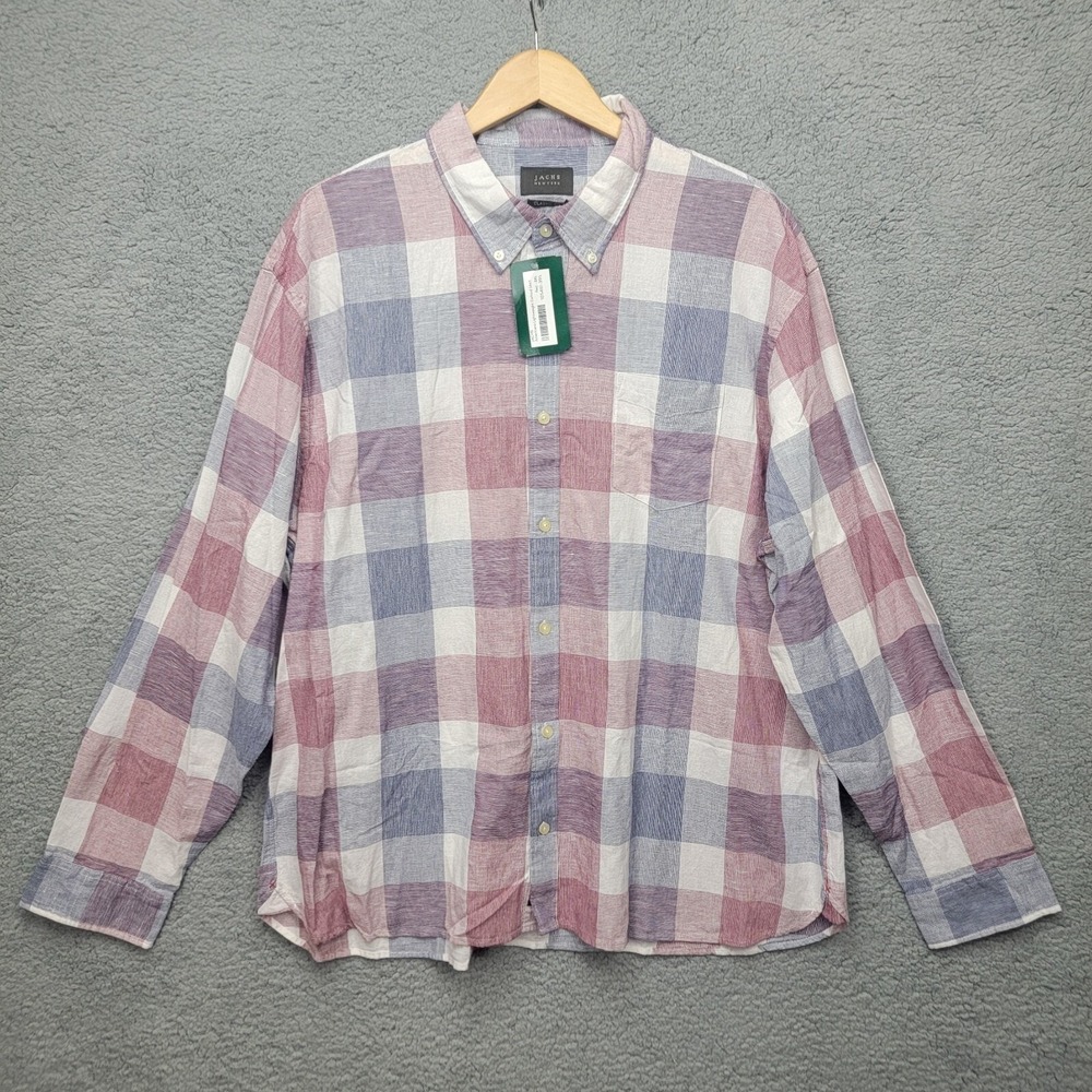 Jachs New york Classic Fit Americana Light Weight Oxford Plaid Shirt Mens XXXL